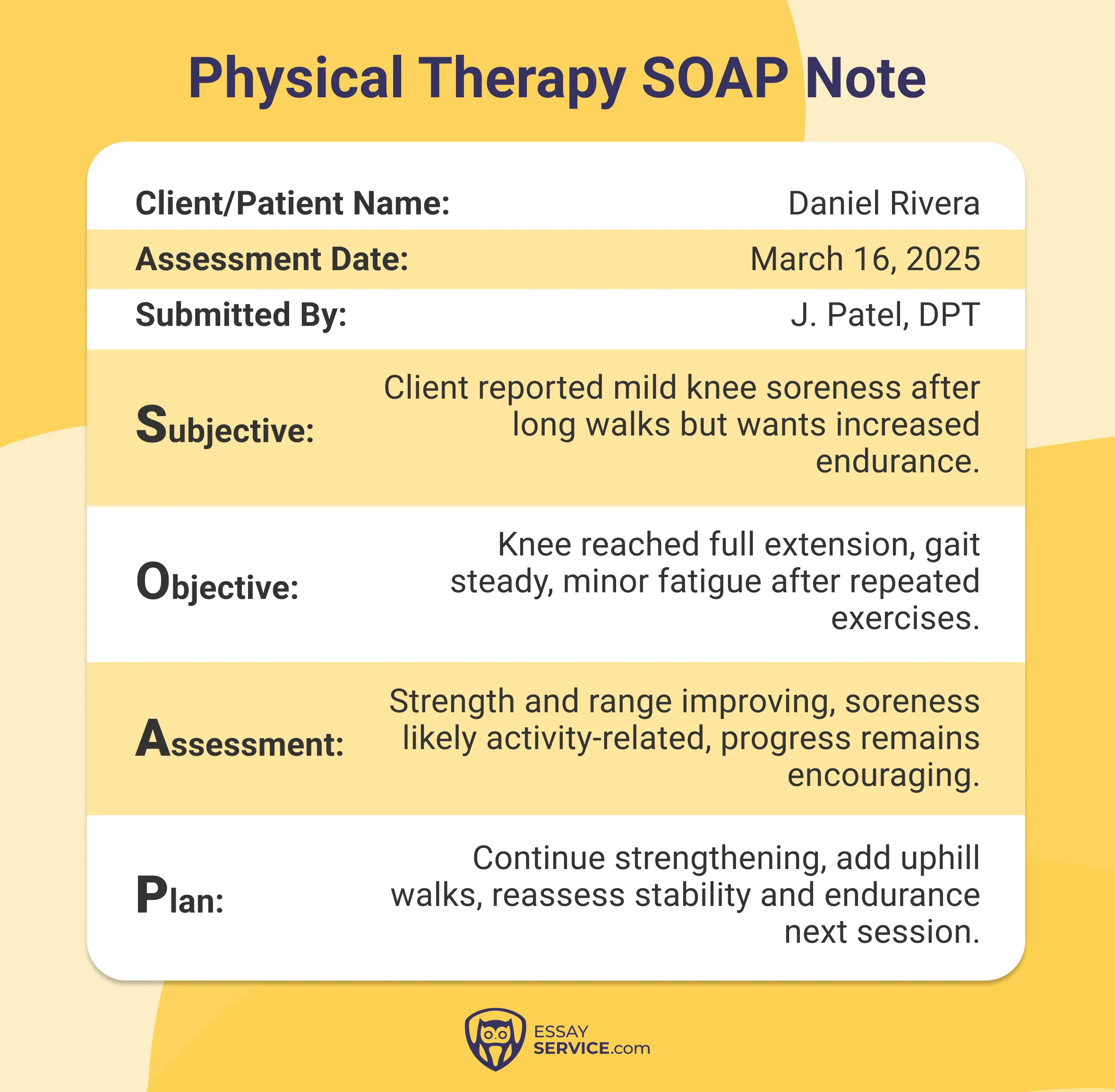 physical therapy soap note
